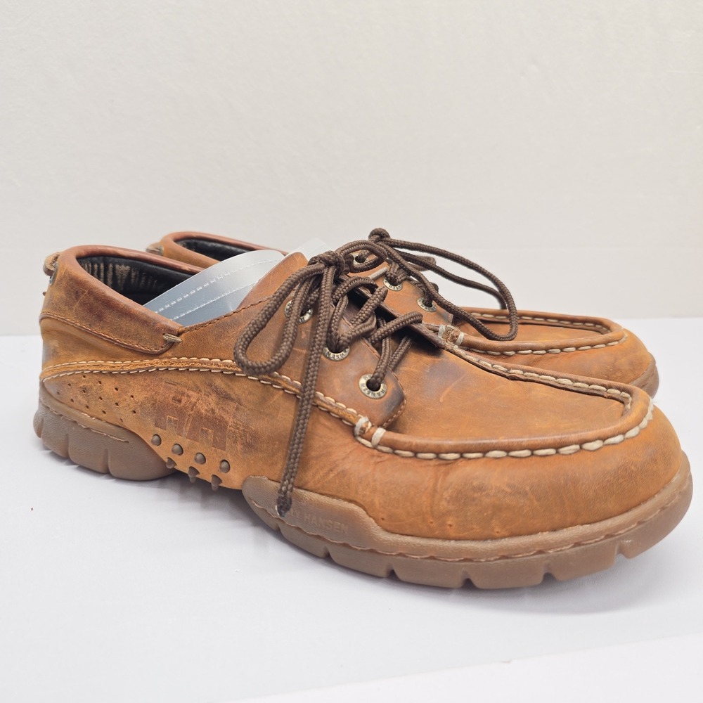 Helly Hansen Mens Brown Leather Boat Shoes Moccasin Toe Size 9 US 11467